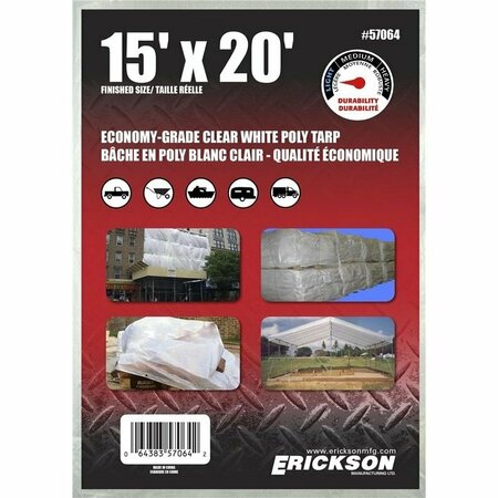 B. ERICKSON MFG Tarp Util 15x20ft Wht 57064